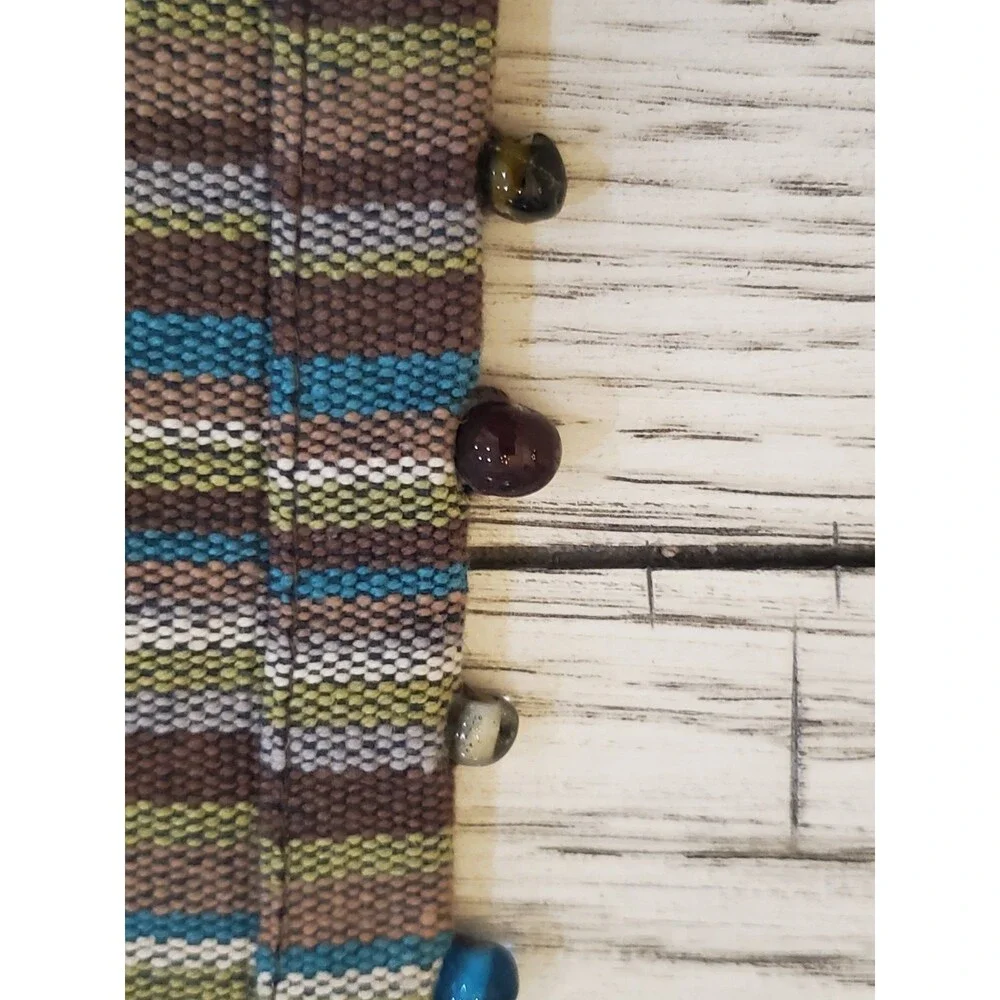 Pier 1 Imports Cotton Brown Spicy Stripe Beaded Placemats Set of 4 20